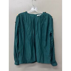 Intermix Bryony green pleated bamboo silk blouse size XS